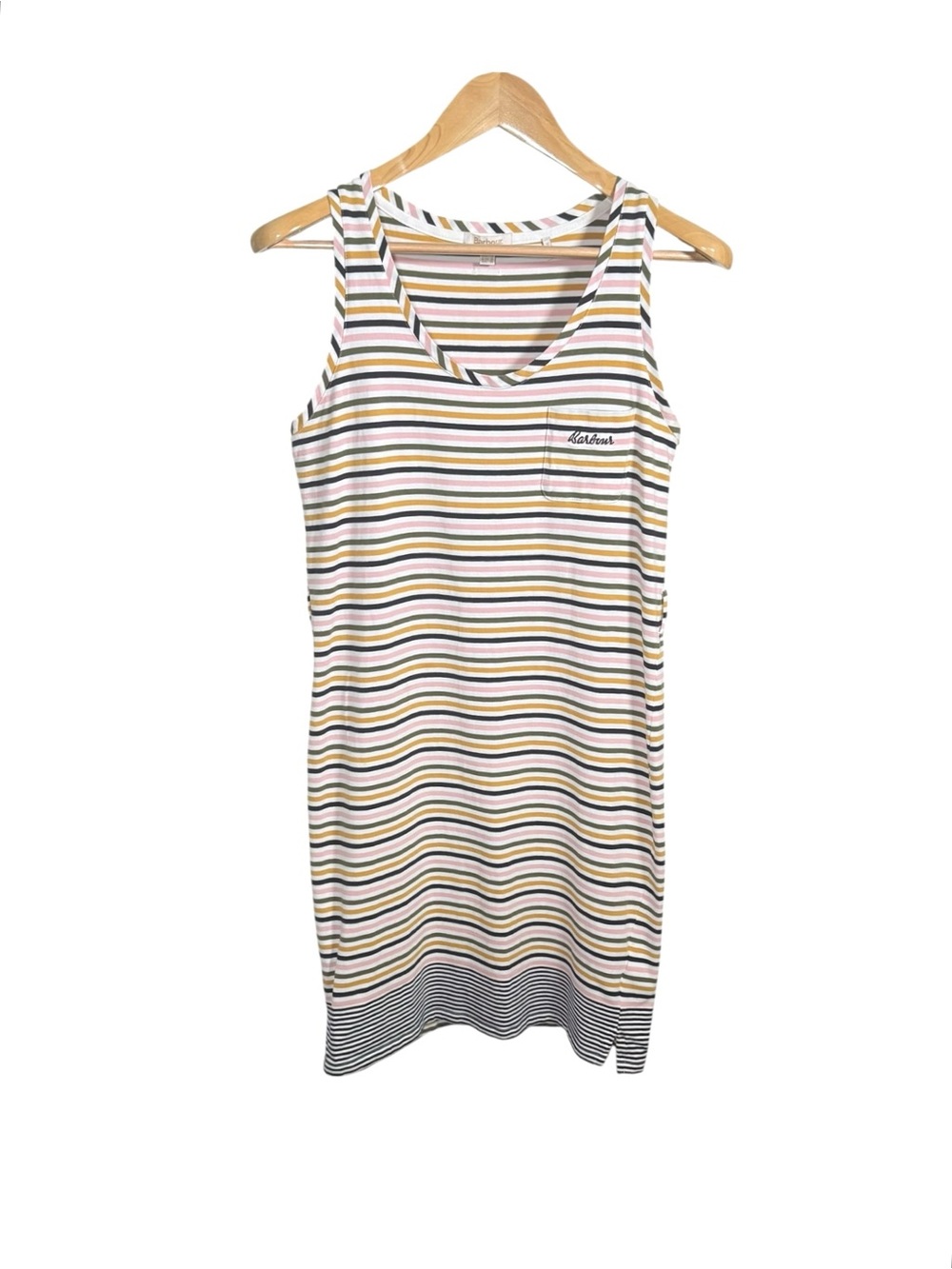 Barbour Cotton Stretch Tank Dress Striped Casual Relaxed Size 6